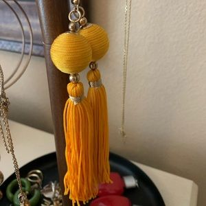 FREE WITH PURCHASE Yellow tassel ball earrings